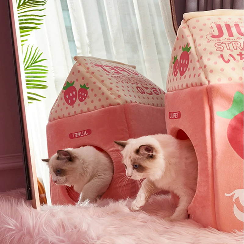 Pet Cat Bed Foldable House Strawberry Banana Enclosed Villa Cat House Winter Warm Plush Soft Cave Cat Kitten Kennel Pet Supplies
Pet Cat Bed Foldable House Strawberry Banana Enclosed Villa Cat House Winter Warm Plush Soft Cave Cat Kitten Kennel Pet Supplies
