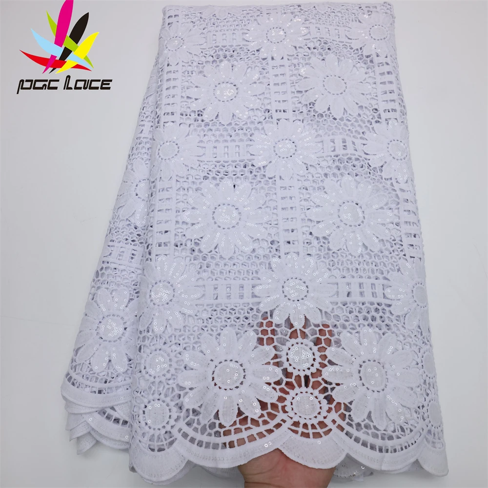 PGC White African Lace Fabric 2022 High Quality Guipure Cord Lace 5Yards Nigerian French Lace Fabric For Wedding Dress LY577-5
PGC White African Lace Fabric 2022 High Quality Guipure Cord Lace 5Yards Nigerian French Lace Fabric For Wedding Dress LY577-5