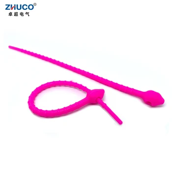 ZHUCO 5pcs 18cm Food Grade Cable Management Headset Data Line Reusable Silicone Wire Zip Tie Multi-use Food Bag Clip Bundle Tool