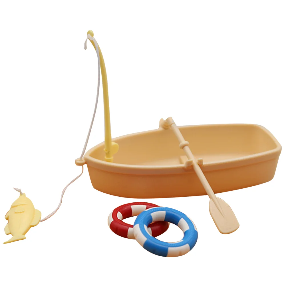 

House Swimming Ring Simulation Fishing Boat Decorative Tiny Toy Trinkets Plastic Mini Boats Child Trim