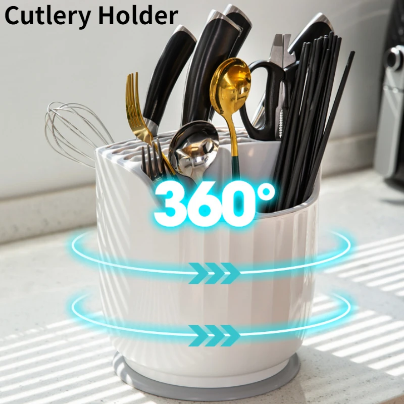 360° Rotating Cutlery Holder with Drain Tray Large Capacity Tableware Drainer Drying Rack Multifunctional Kitchen Organizer
360° Rotating Cutlery Holder with Drain Tray Large Capacity Tableware Drainer Drying Rack Multifunctional Kitchen Organizer