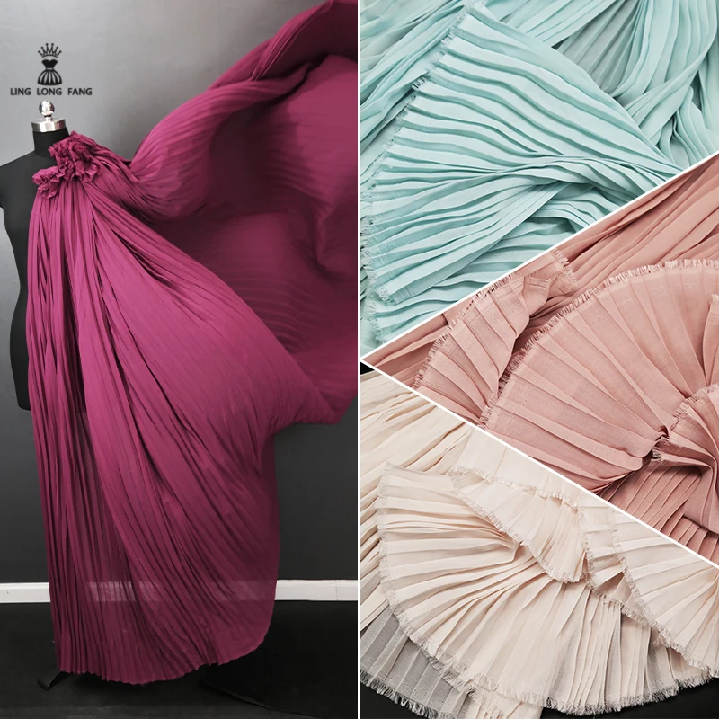 Chiffon Organ Pleated Fabric with Pleated Drapes for Summer Pleated Dresses, Designer Fabric for Sewing
Chiffon Organ Pleated Fabric with Pleated Drapes for Summer Pleated Dresses, Designer Fabric for Sewing