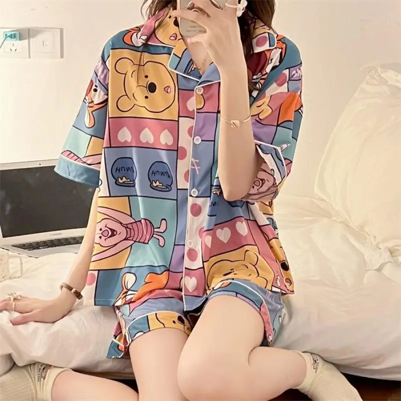 Anime Disney Pajamas Women Summer Short Sleeve Shorts Cartoon Pooh Bear Casual Loungewear Pajamas 2 Pcs Set for Girlfriend Gift
Anime Disney Pajamas Women Summer Short Sleeve Shorts Cartoon Pooh Bear Casual Loungewear Pajamas 2 Pcs Set for Girlfriend Gift