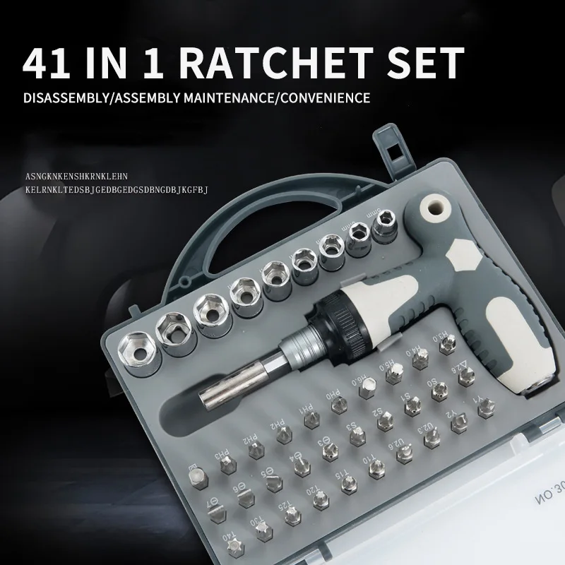 41 in 1 Magnetic Ratchet T-Handle Screwdriver Set Vanadium Steel Ratchet Dual-Use Screwdriver Set Repair Tool Kit Hand Tools
41 in 1 Magnetic Ratchet T-Handle Screwdriver Set Vanadium Steel Ratchet Dual-Use Screwdriver Set Repair Tool Kit Hand Tools
