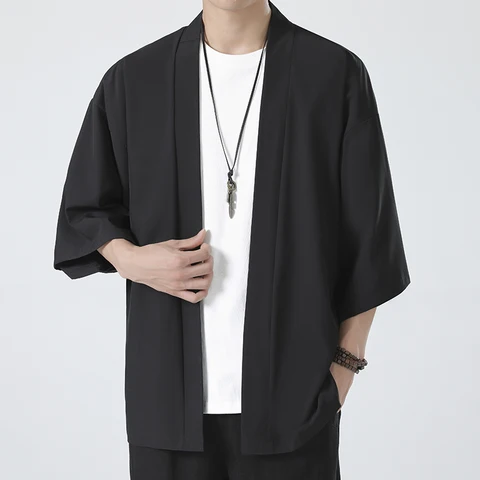 Кимоно в японском стиле хаори для мужчин, стандартная юката, азиатская одежда, кардиган, Женская куртка