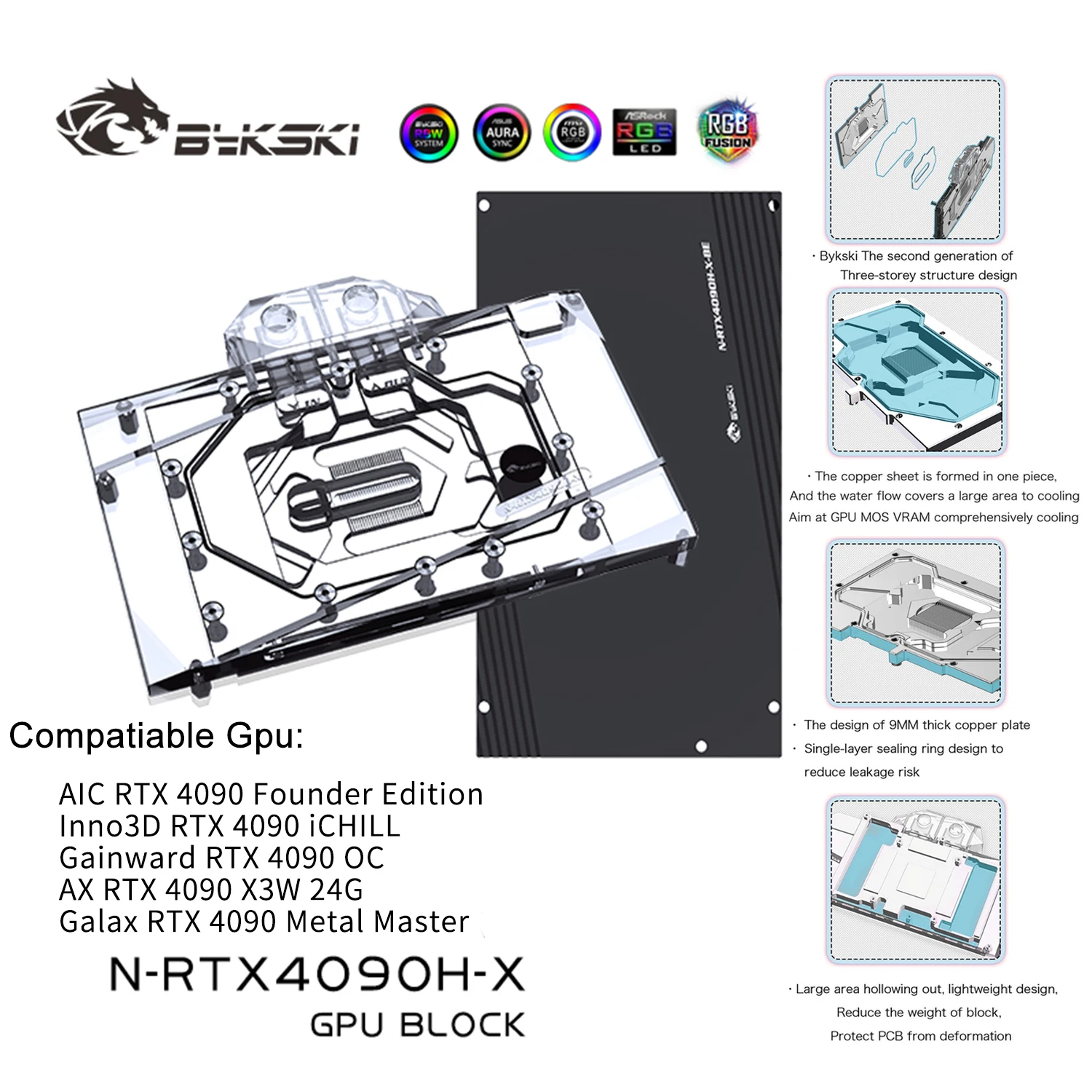 Bykski N-RTX4090H-X GPU Water Cooling Block for NVIDIA RTX 4090 AIC / Galax RTX 4090 Full Cover with Backplate
Bykski N-RTX4090H-X GPU Water Cooling Block for NVIDIA RTX 4090 AIC / Galax RTX 4090 Full Cover with Backplate