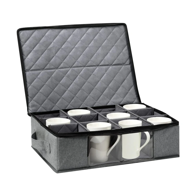 Coffee Cup Storage Box with Zipper and Handles 12 Cups Stackable Holders for Mugs Stemless Wine Glasses Dinnerware Case
Coffee Cup Storage Box with Zipper and Handles 12 Cups Stackable Holders for Mugs Stemless Wine Glasses Dinnerware Case