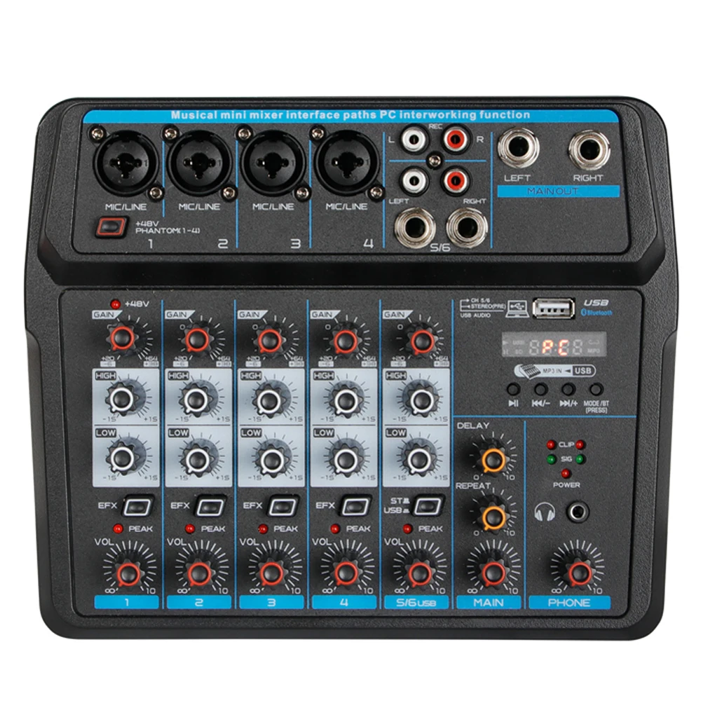 FMUSER M-06 6-Channel Bluetooth USB Audio Mixer With Sound Card Home For Radio Station
FMUSER M-06 6-Channel Bluetooth USB Audio Mixer With Sound Card Home For Radio Station