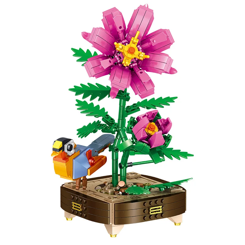 

City Creative Series Plant Bonsai Flower Peony Flower Office Decoration Micro Building Blocks Bricks Toys