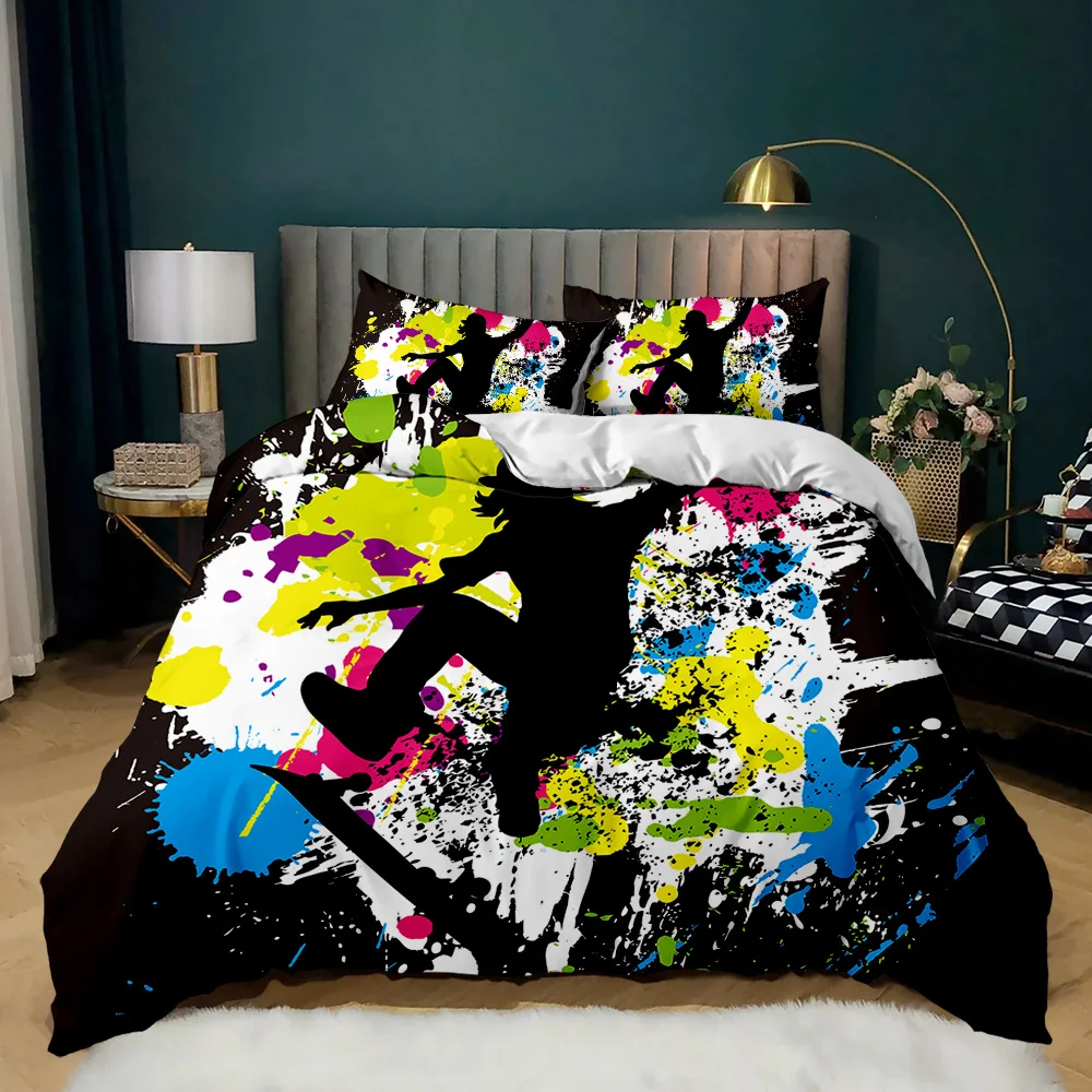 Bedding Set Colorful Rainbow Tie-Dye Hippie Abstract Graffiti Art Polyester Qulit Cover Skateboard Duvet Cover Set Hip Hop Style
Bedding Set Colorful Rainbow Tie-Dye Hippie Abstract Graffiti Art Polyester Qulit Cover Skateboard Duvet Cover Set Hip Hop Style