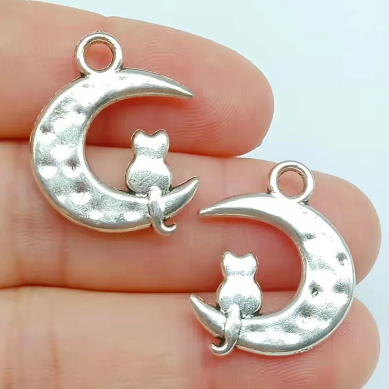 10pcs Charms Moon Cat 24x18mm Tibetan Bronze Silver Color Pendants Antique Jewelry Making DIY Handmade Craft
10pcs Charms Moon Cat 24x18mm Tibetan Bronze Silver Color Pendants Antique Jewelry Making DIY Handmade Craft
