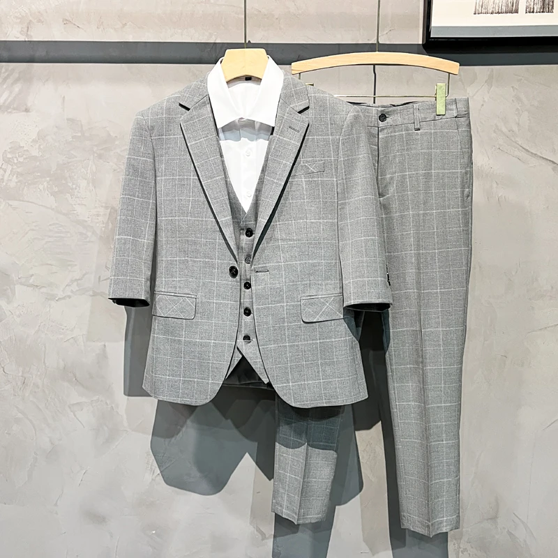 (Jacket+Vest+Pants) Men Plaid Dress Suits 3Piece Set Men Casual Wedding Groom Suit Fashion Men Business Formal Suit Men Clothing
(Jacket+Vest+Pants) Men Plaid Dress Suits 3Piece Set Men Casual Wedding Groom Suit Fashion Men Business Formal Suit Men Clothing