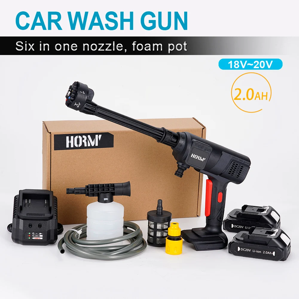 20V Car Washer Gun Wireless High Pressure Cleaner Foam Multi-function 6-in-1 Nozzle Portable Car Wash Garden Clean 
20V Car Washer Gun Wireless High Pressure Cleaner Foam Multi-function 6-in-1 Nozzle Portable Car Wash Garden Clean