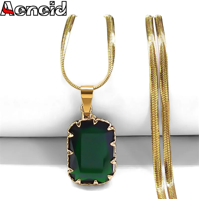 Vinatge Green Glass Crystal Pendant Necklace for Women Stainless Steel Clavicle Snake Chain Choker Necklaces Y2K Jewelry Gifts
Vinatge Green Glass Crystal Pendant Necklace for Women Stainless Steel Clavicle Snake Chain Choker Necklaces Y2K Jewelry Gifts
