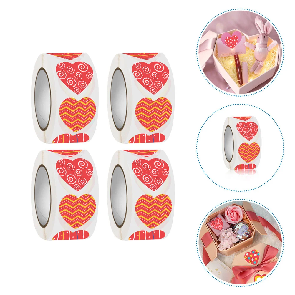 

Heart Stickers Valentine Sticker Labels Roll Day Shaped Love Envelope Hearts Decorative Decals Gift Label Wedding Craft Sheets