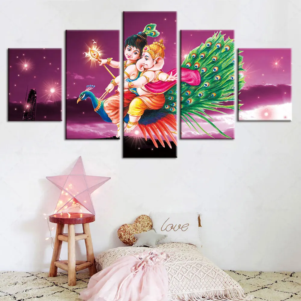 Artsailing Indian Religious Ganesha Shiva and Peacock Painting Photo Frame 5 Panel Wall Art Hanging Decor Artwork Free Shipping
Artsailing Indian Religious Ganesha Shiva and Peacock Painting Photo Frame 5 Panel Wall Art Hanging Decor Artwork Free Shipping