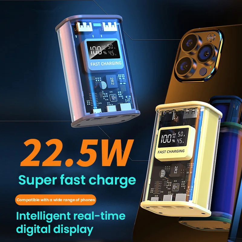 30000mAh Transparent Fast Charging Power Bank 22.5W PD Portable External Spare Battery Pack for iPhone 14 13 Samsung S22 Xiaomi
30000mAh Transparent Fast Charging Power Bank 22.5W PD Portable External Spare Battery Pack for iPhone 14 13 Samsung S22 Xiaomi