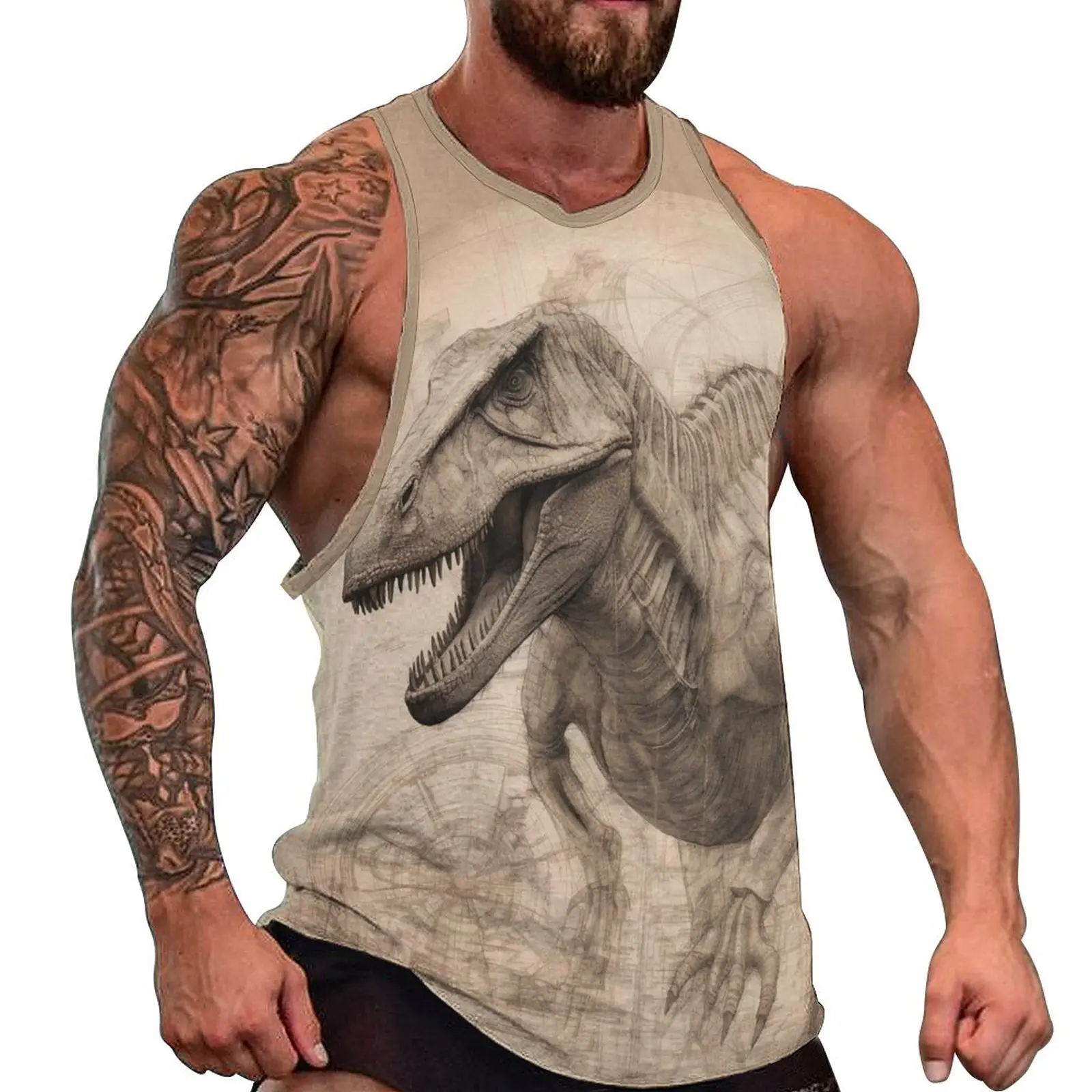 Dinosaur Tank Top Male High Detail Pencil Drawing Tops Summer Custom Gym Muscle Oversized Sleeveless Shirts 
Dinosaur Tank Top Male High Detail Pencil Drawing Tops Summer Custom Gym Muscle Oversized Sleeveless Shirts