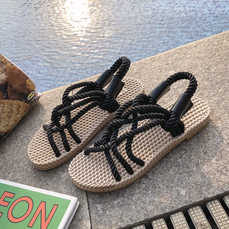 Women Slippers Personality Hemp Rope Upper Design Flat Sandals Women Casual Solid Color Square Toe Hollow Flat Woman Sandals
Women Slippers Personality Hemp Rope Upper Design Flat Sandals Women Casual Solid Color Square Toe Hollow Flat Woman Sandals