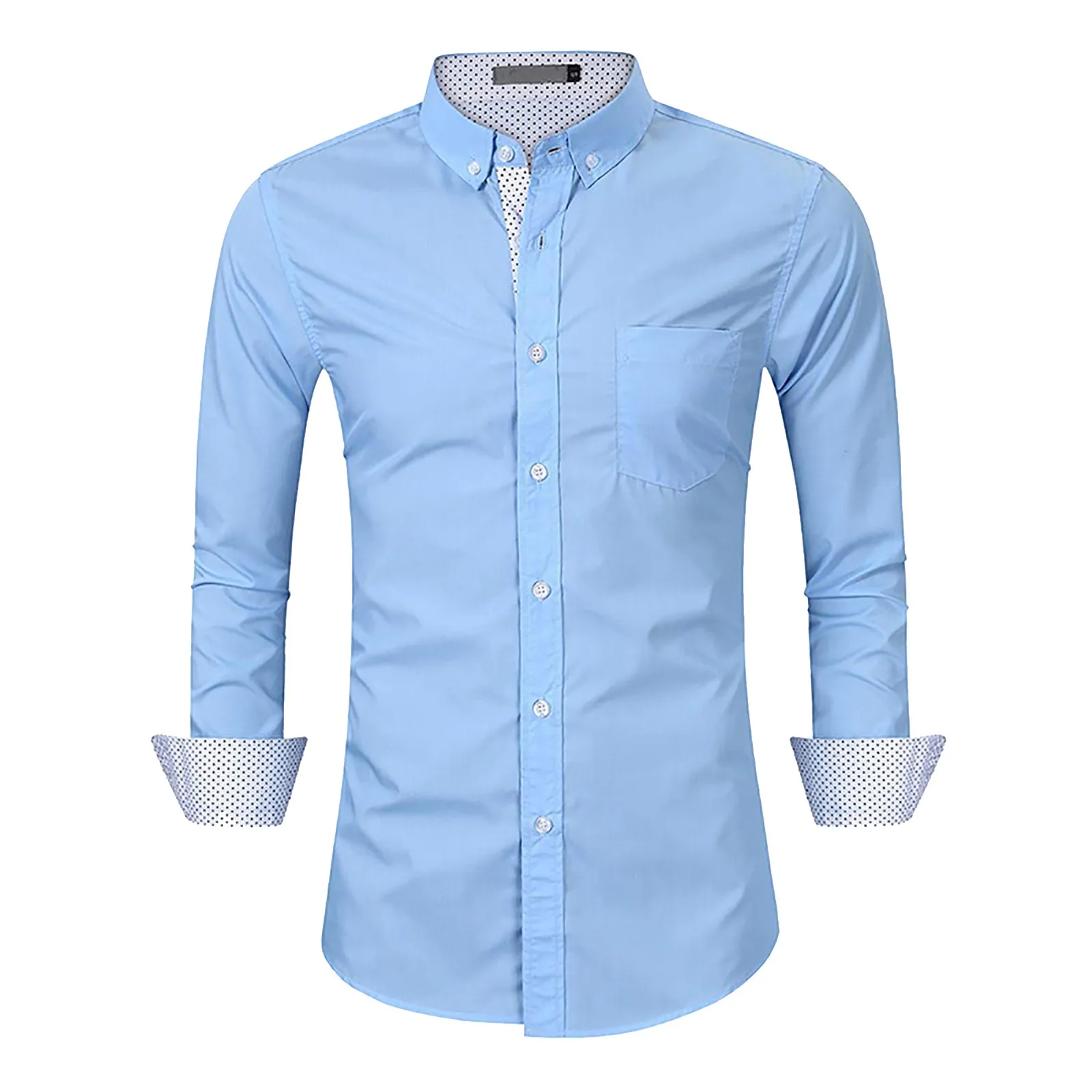 

Модная Однотонная рубашка с отложным воротником, рубашки, блуза с принтом, тонкие рубашки на пуговицах для мужчин, рубашки с длинным рукавом, блузы, социальные Топы