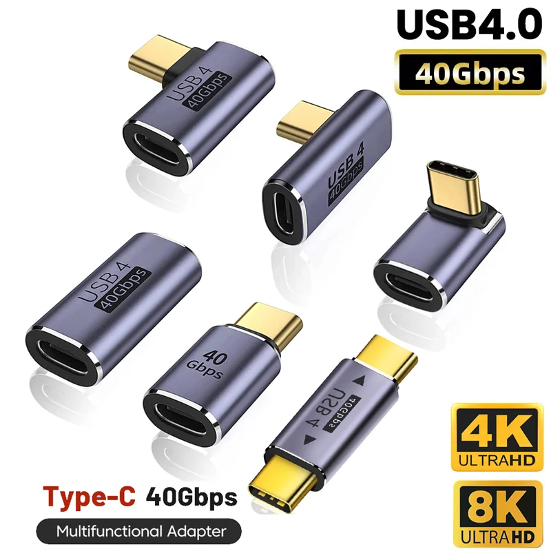 

USB4.0 40Gbps OTG C-type 90 degree Adapter 100W 5A USB C to Type C Fast Charging Converter USB C Data Adapter For Macbook 8K60HZ
