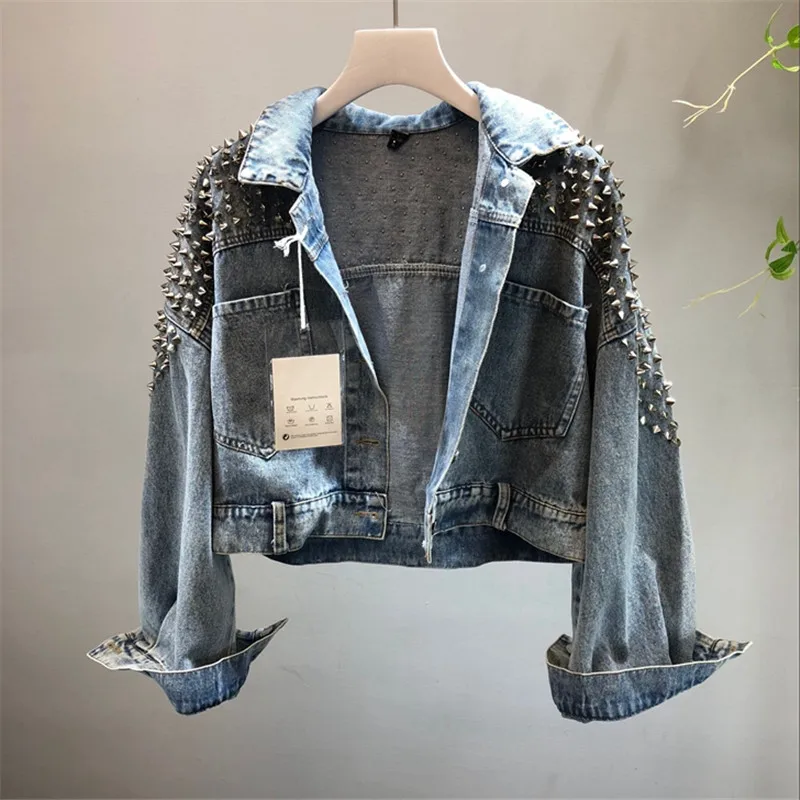 2022 Spring Autumn Women's Denim Jacket With Rivet Streetwear Long Sleeve Pockets Ladies Jean Jackets Loose Short Outwear Femme
2022 Spring Autumn Women's Denim Jacket With Rivet Streetwear Long Sleeve Pockets Ladies Jean Jackets Loose Short Outwear Femme