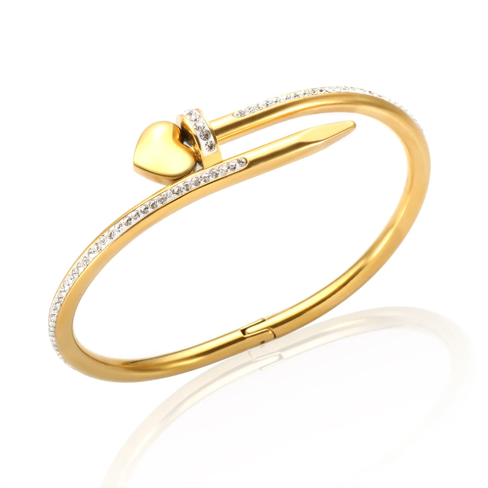 New Arrival Luxury Brand Love Heart Bracelets Stainless Steel Gold Color Crystal Bangle For Women Girl Trendy Jewelry Gift
New Arrival Luxury Brand Love Heart Bracelets Stainless Steel Gold Color Crystal Bangle For Women Girl Trendy Jewelry Gift