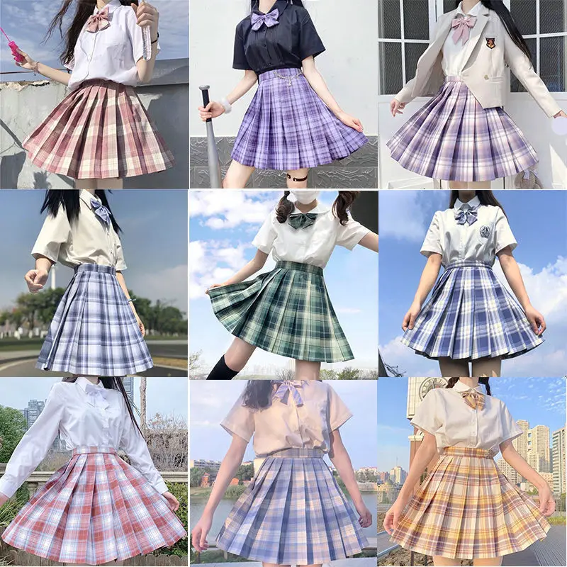 Summer Student School Uniform High Waist JK Skirt Short Sleeve T-Shirt Japanese Pleated Plaid Mini Skirts Tie Three-Piece Sets
Summer Student School Uniform High Waist JK Skirt Short Sleeve T-Shirt Japanese Pleated Plaid Mini Skirts Tie Three-Piece Sets