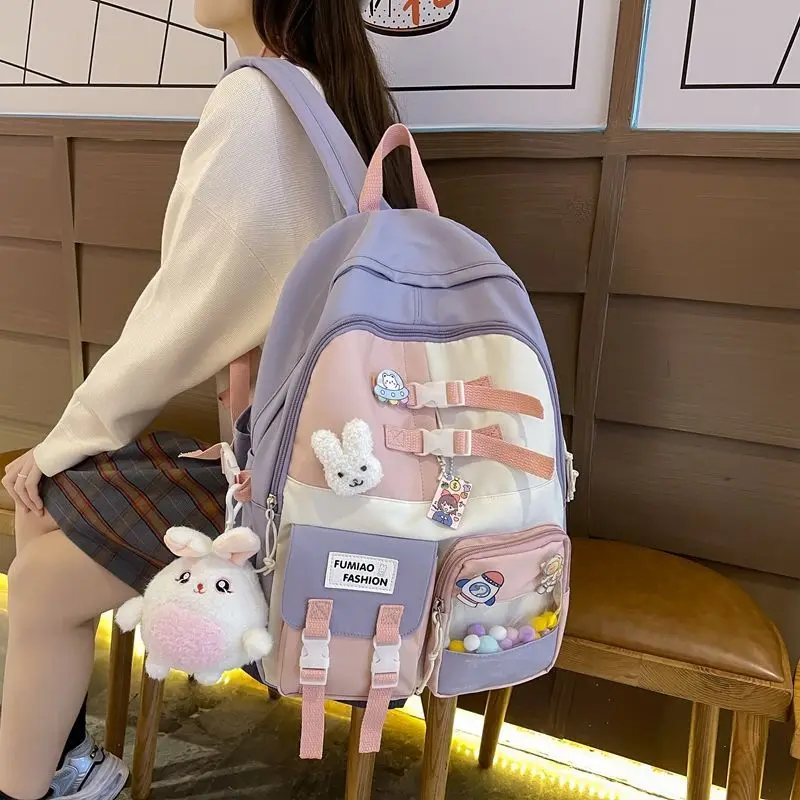 Qyahlybz school bag for children girls ins junior high school backpack color matching cute primary school students backpack
Qyahlybz school bag for children girls ins junior high school backpack color matching cute primary school students backpack