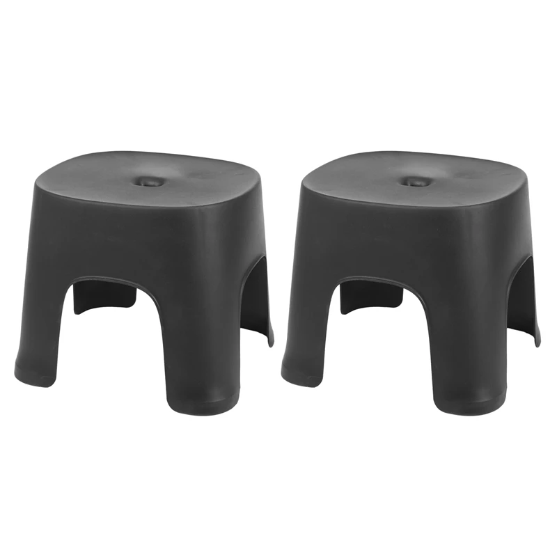 

2X Small Bench Anti-Skid Coffee Table Plastic Simple Stool Adult Thickening Children's Stool For Shoes Short Stool Black CNIM Ho