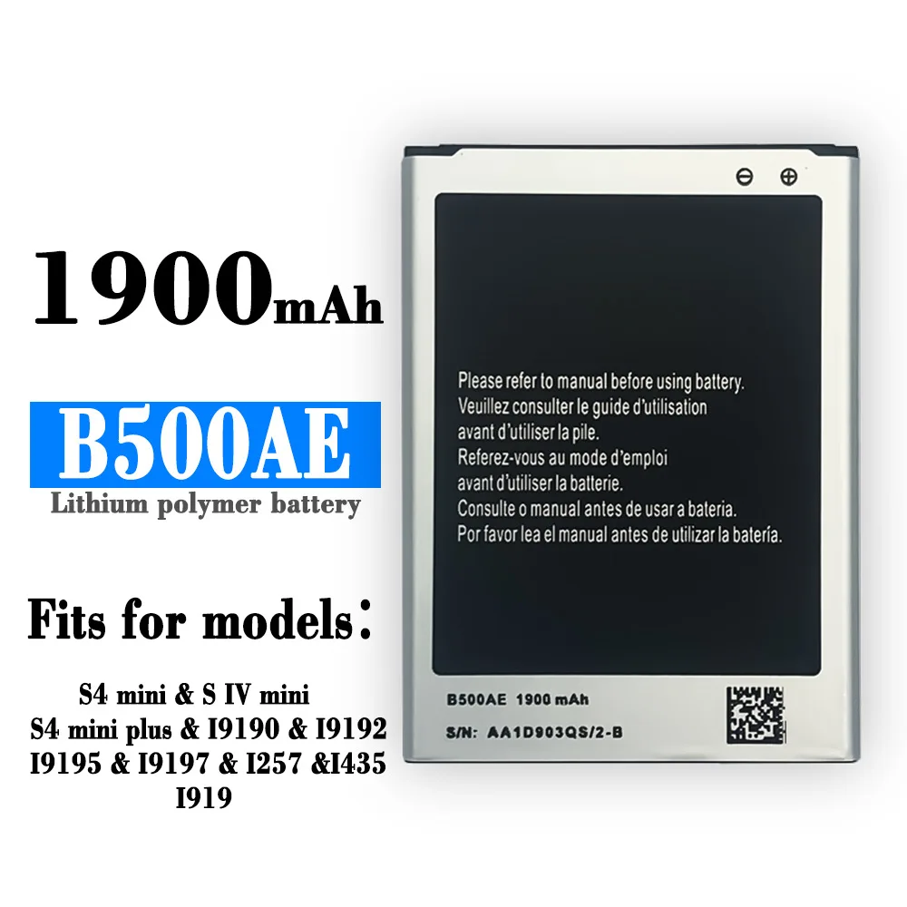 B500AE 100% оригинальный высококачественный Сменный аккумулятор для Samsung S4 mini S IV mini S4 mini plus I257 I1435 1900 мАч новые батареи
B500AE 100% оригинальный высококачественный Сменный аккумулятор для Samsung S4 mini S IV mini S4 mini plus I257 I1435 1900 мАч новые батареи