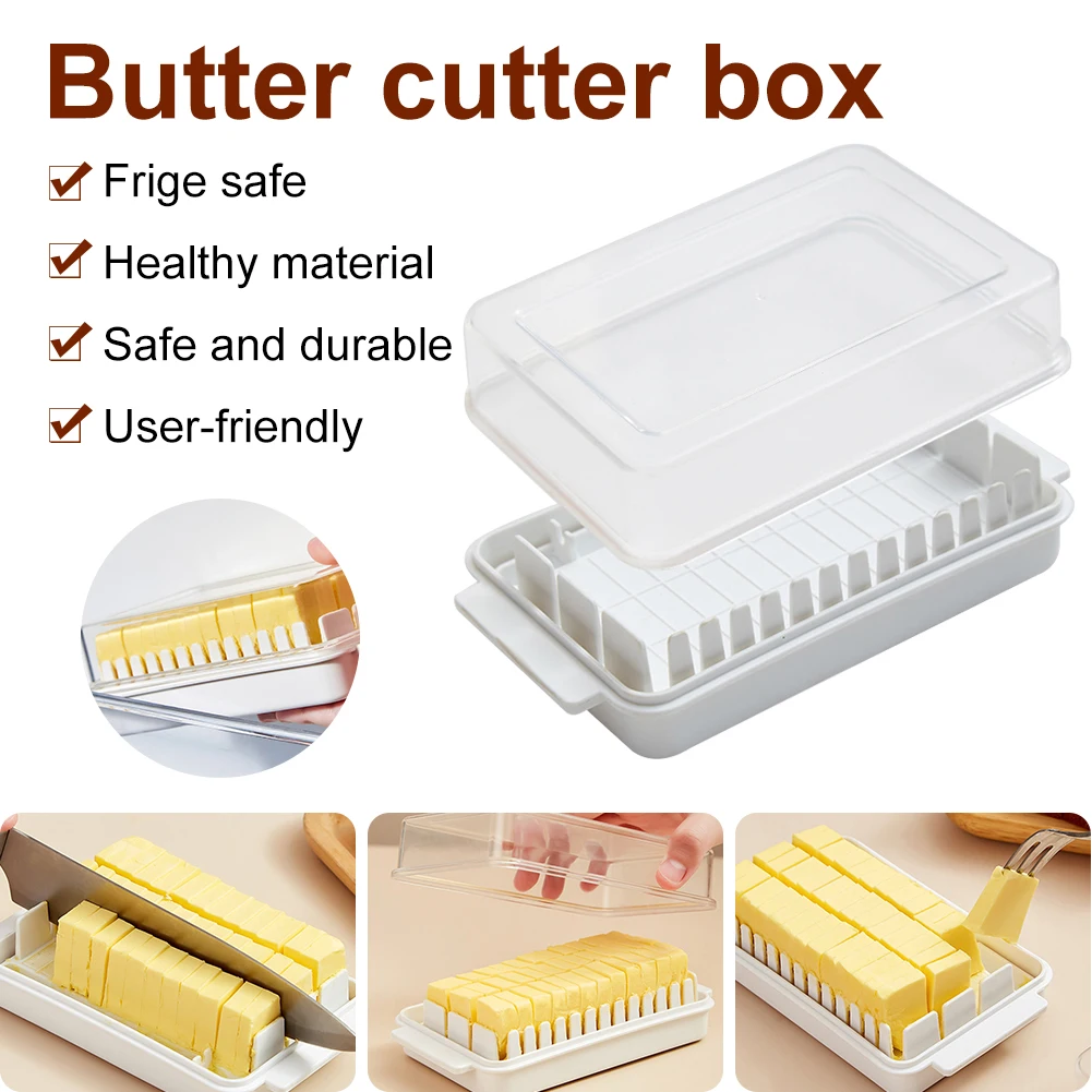 Butter Cutter with Lid Butter Storage Box Refrigerator Safe Cheese Butter Dish Cutter Box Plastic Butter Tray Kitchen Tools
Butter Cutter with Lid Butter Storage Box Refrigerator Safe Cheese Butter Dish Cutter Box Plastic Butter Tray Kitchen Tools