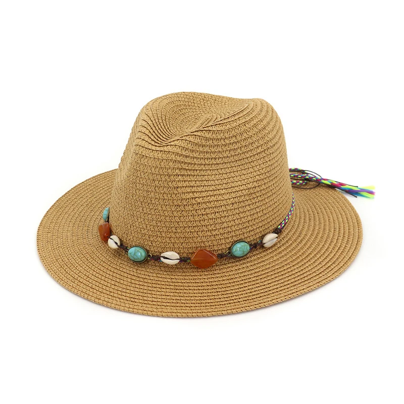 Summer Flat Brim Jazz Straw Beach Hat Women Panama Cap Female Fedora with Crystal Stone Ribbon Decoration for Fashion Ladies
Summer Flat Brim Jazz Straw Beach Hat Women Panama Cap Female Fedora with Crystal Stone Ribbon Decoration for Fashion Ladies