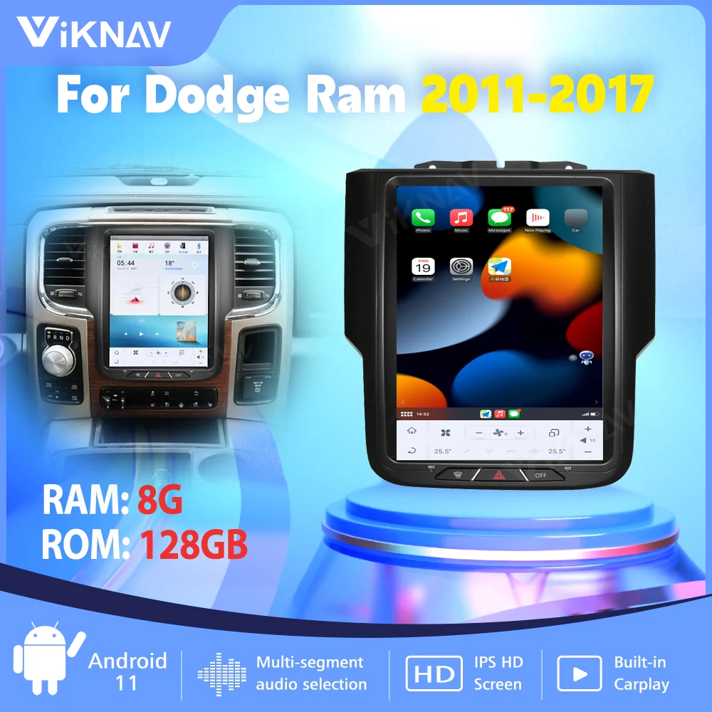 Автомобильная стереосистема на Android 11 экран Tesla для Dodge Ram 2011-2017 мультимедийный