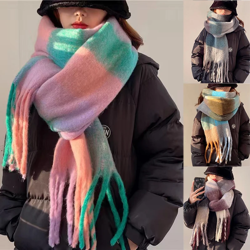 Rainbow Cashmere Scarf Colorful Plaid Scarf Long Tassel Thicken Windproof Scarves Big Fringes Soft Shawls Wraps Winter Scarf
Rainbow Cashmere Scarf Colorful Plaid Scarf Long Tassel Thicken Windproof Scarves Big Fringes Soft Shawls Wraps Winter Scarf