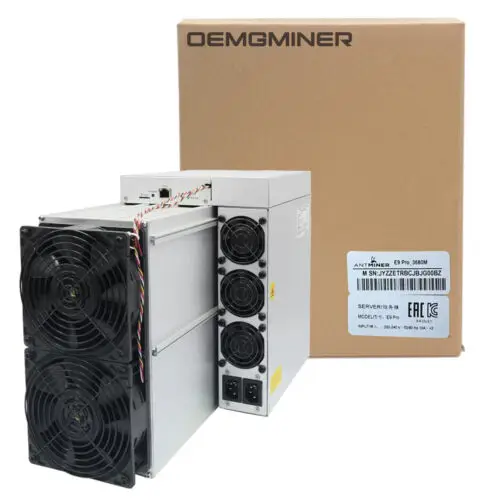 

Bitmain Antminer E9 Pro 3680Mh/s 2200W ETC Asic Miner 0.6J/M Bulid-in PSU