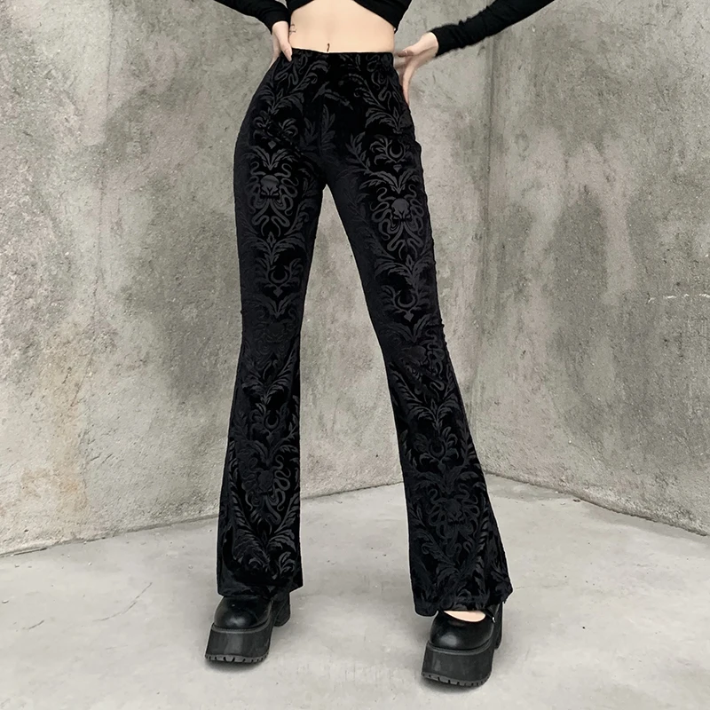 2021 Fashion Vintage Gothic Printed Black Pants Harajuku High Waist Flared Pants Womens High Street Punk High Waist Black Pants
2021 Fashion Vintage Gothic Printed Black Pants Harajuku High Waist Flared Pants Womens High Street Punk High Waist Black Pants