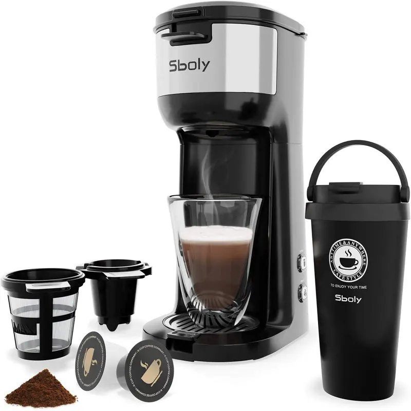 Cup Coffee Maker Machine with Thermal Mug, K Cup Pod and Ground Single Cup Coffee Makers Brewer,6 to 14 Oz
Cup Coffee Maker Machine with Thermal Mug, K Cup Pod and Ground Single Cup Coffee Makers Brewer,6 to 14 Oz