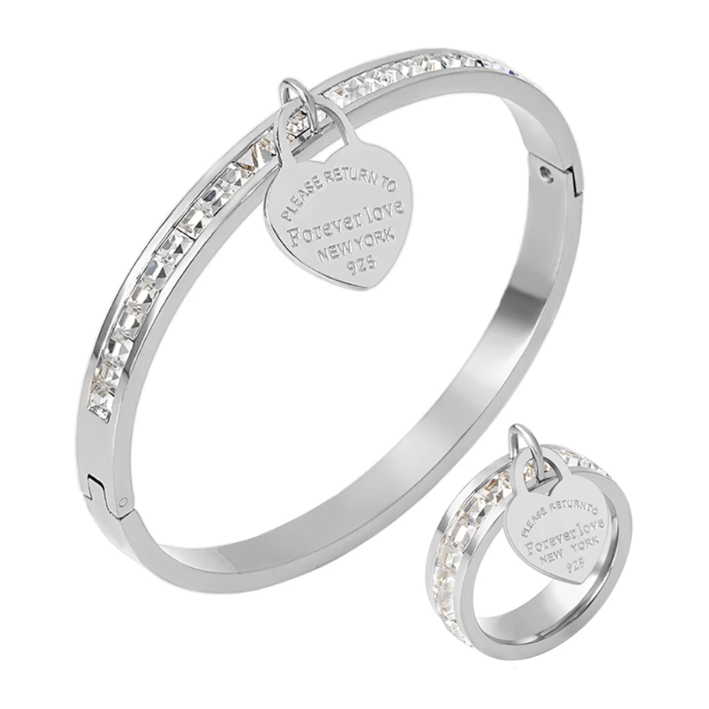 JINHUI Luxury Forever Love Heart Charm Bracelet CZ Bangle Gold Color Crystal Ring For Women Men Wedding Jewelry Set Gift New
JINHUI Luxury Forever Love Heart Charm Bracelet CZ Bangle Gold Color Crystal Ring For Women Men Wedding Jewelry Set Gift New