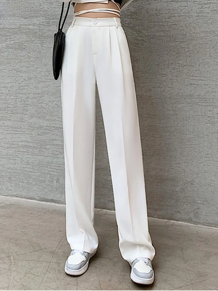 New Women Casual Loose High Waist Wide Leg Pants Spring Summer Female Floor-Length White Suits Pants Ladies Long Trousers
New Women Casual Loose High Waist Wide Leg Pants Spring Summer Female Floor-Length White Suits Pants Ladies Long Trousers