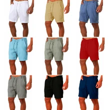 2023 New Mens Cotton Linen shorts Pants Male Summer Breathable Solid Color Linen Trousers Fitness Streetwear S-4XL