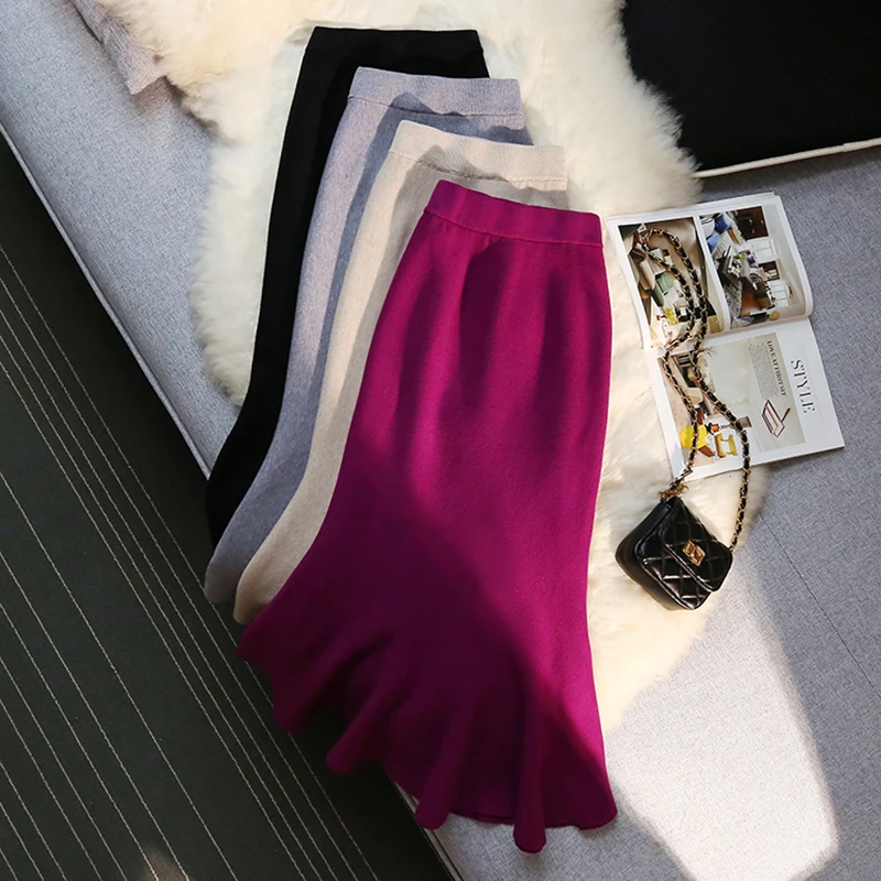 Женская Длинная трикотажная юбка рыбий хвост, черно-серая элегантная юбка с высокой талией в Корейском стиле, весна-осень-зима 2022, Harajuku
Женская Длинная трикотажная юбка рыбий хвост, черно-серая элегантная юбка с высокой талией в Корейском стиле, весна-осень-зима 2022, Harajuku