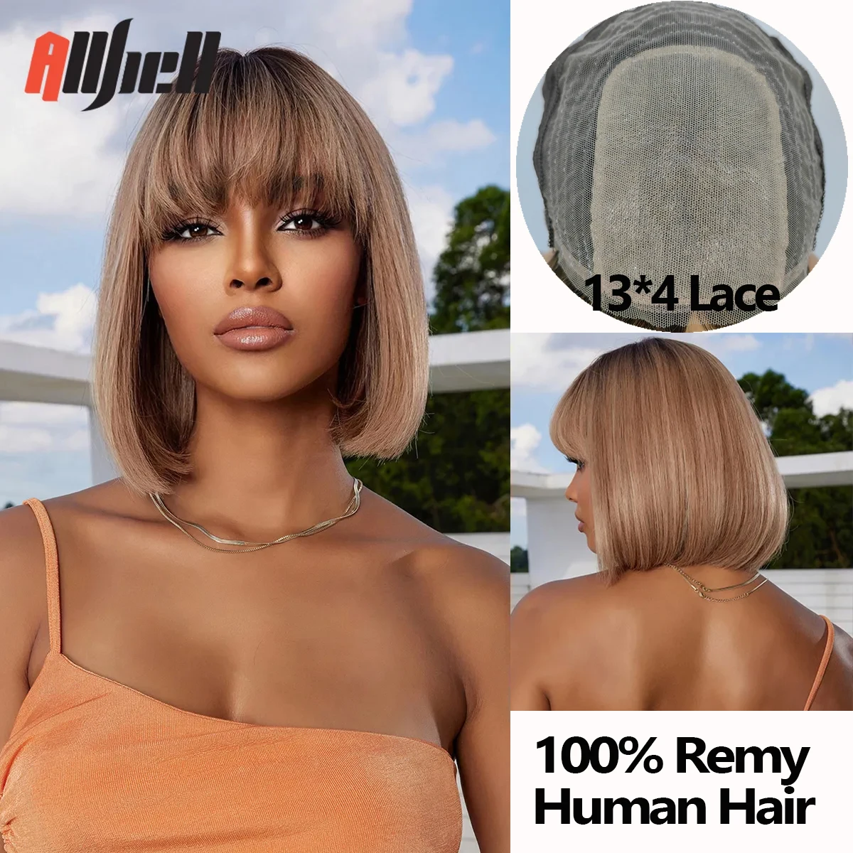 Brown Blonde Ombre Natural Human Hair Wigs for Women Short Straight Remy Human Hair Wigs with Bangs 10inch Glueless Bob Wigs
Brown Blonde Ombre Natural Human Hair Wigs for Women Short Straight Remy Human Hair Wigs with Bangs 10inch Glueless Bob Wigs