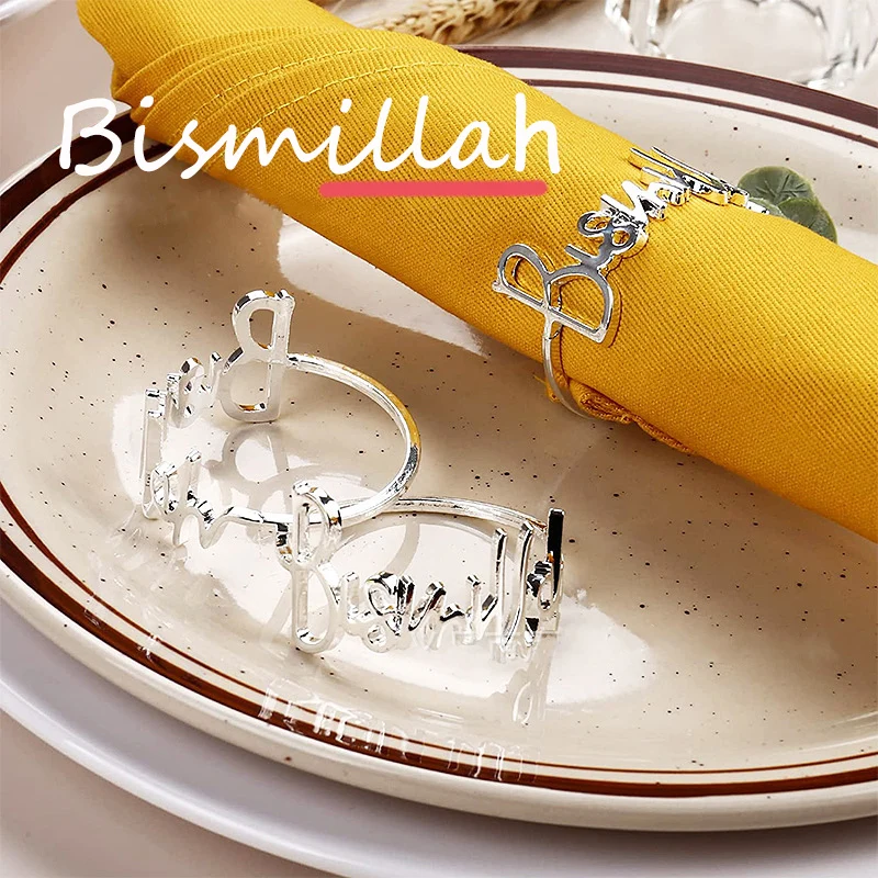Hot sale in 2023!! 2/3Pcs Letter "Bismillah" Alloy Napkin Rings Islamic Ramadan Section Dinner Table Decorations Napkin Buckle
Hot sale in 2023!! 2/3Pcs Letter "Bismillah" Alloy Napkin Rings Islamic Ramadan Section Dinner Table Decorations Napkin Buckle