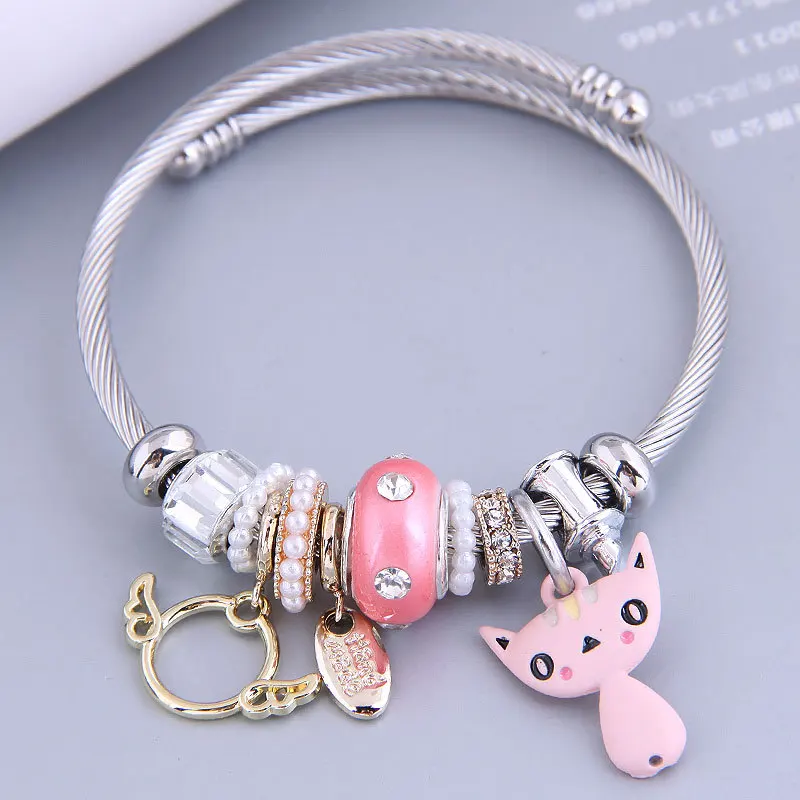Fashion Jewelry Stainless Steel Crystal Cartoon Cat Steel Wire Bracelet Temperament Creative Bracelet Women's Bracelet
Fashion Jewelry Stainless Steel Crystal Cartoon Cat Steel Wire Bracelet Temperament Creative Bracelet Women's Bracelet