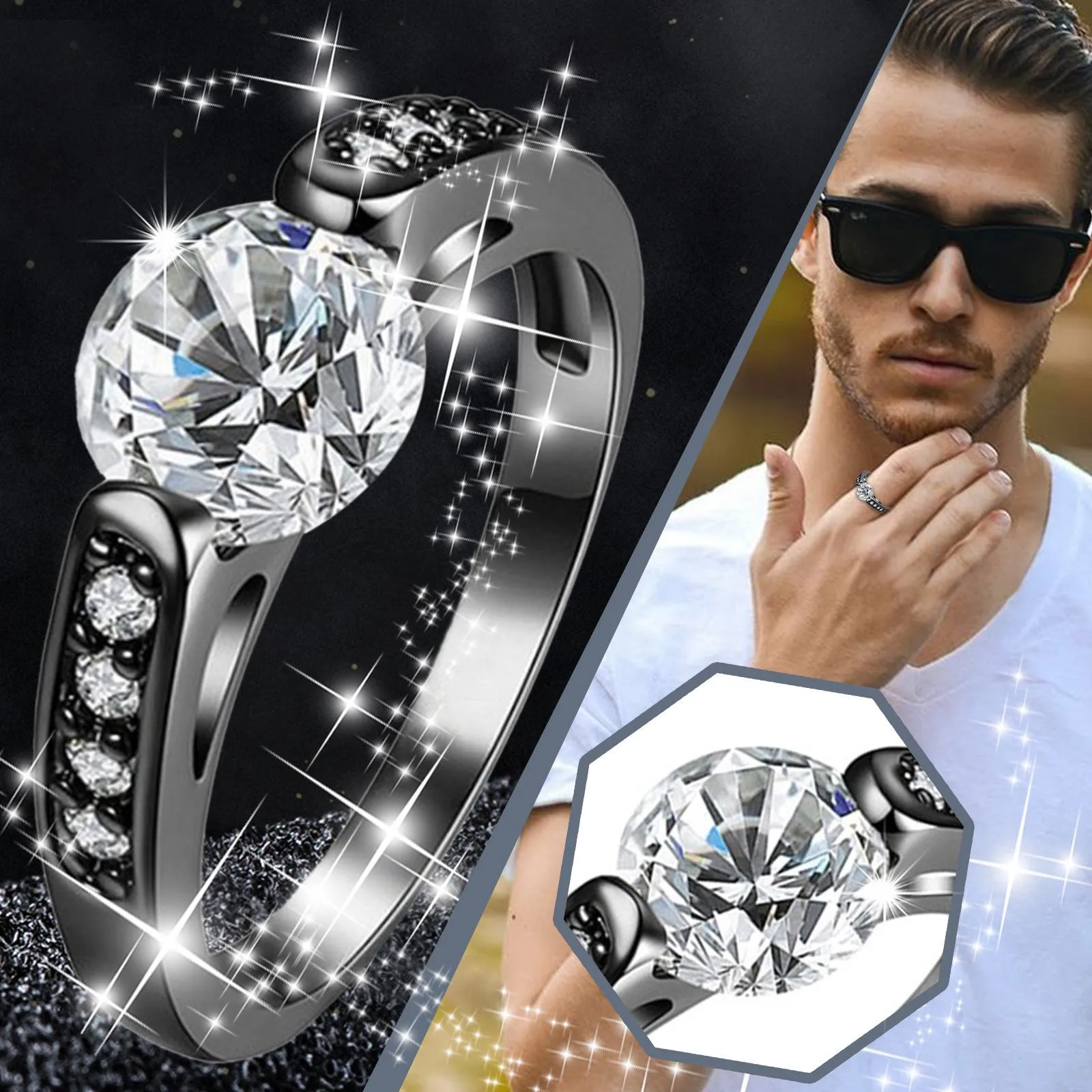 Fashion Black Ring White Zirconia Diamond Ring Engagement Wedding Ring Rings for Women Trendy
Fashion Black Ring White Zirconia Diamond Ring Engagement Wedding Ring Rings for Women Trendy