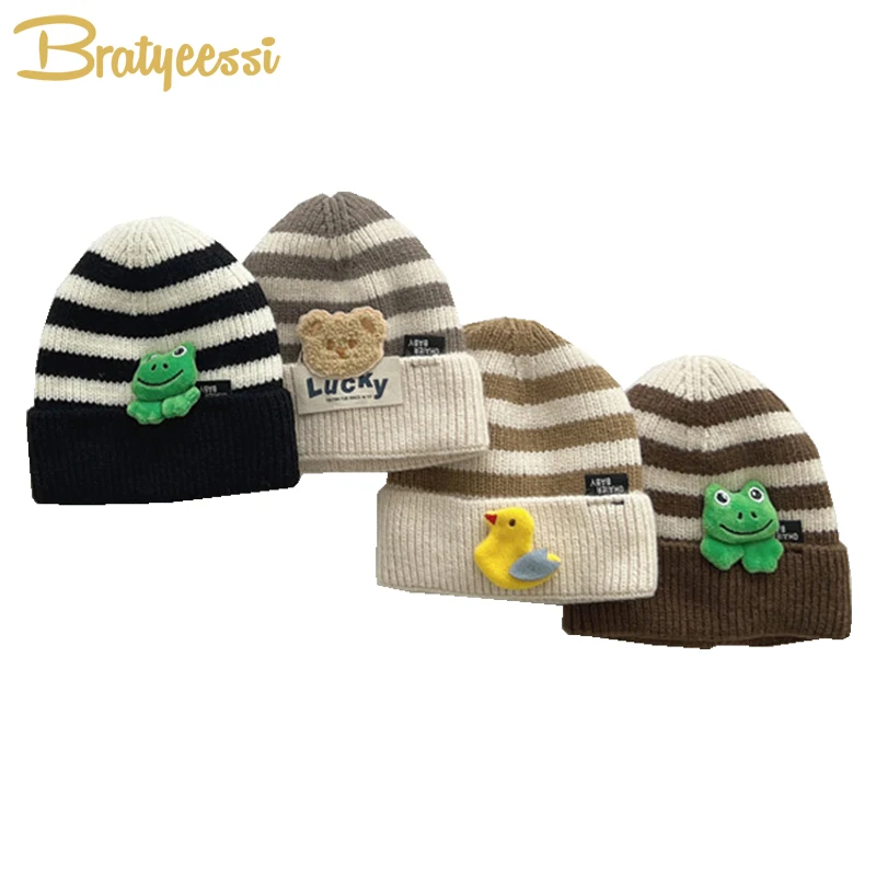 Cartoon Winter Baby Beanie Cotton Lining Kids Knitted Hat Stripe Bear Baby Cap Korean Infant Bonnet Toddler Boy Girl Accessories
Cartoon Winter Baby Beanie Cotton Lining Kids Knitted Hat Stripe Bear Baby Cap Korean Infant Bonnet Toddler Boy Girl Accessories