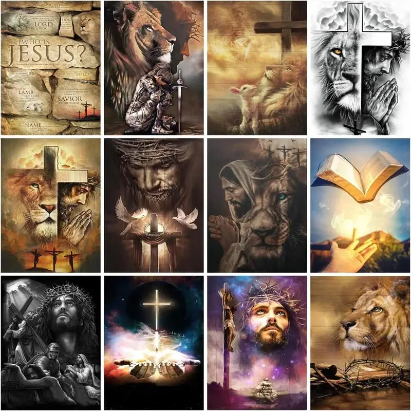 CHENISTORY 5d Diy Diamond Painting Jesus And The Lion Kits Diamond Mosaic Animal Embroidery Handiwork Home Decoration
CHENISTORY 5d Diy Diamond Painting Jesus And The Lion Kits Diamond Mosaic Animal Embroidery Handiwork Home Decoration