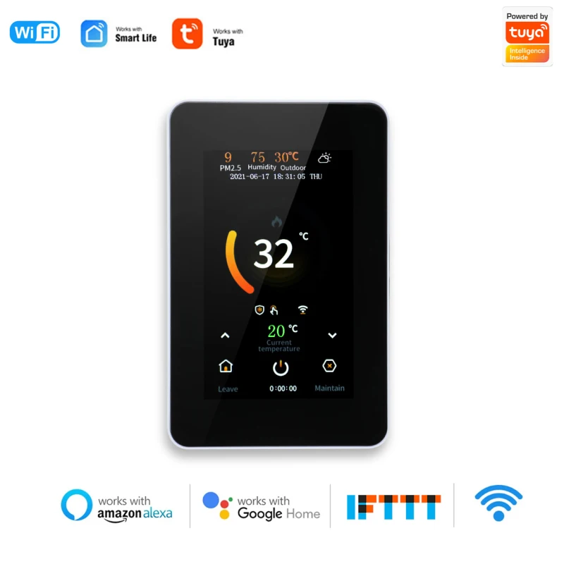 

WiFi Thermostat Touchable Programmable Water Gas Boiler Heating Smart Touch Screen Weather Forecast Voice Control Echo Google