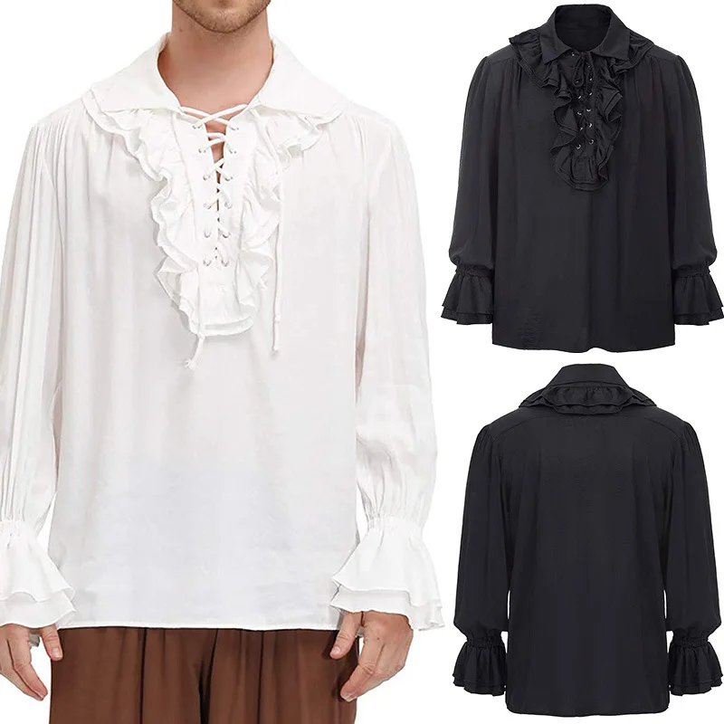 Medieval Poet Viking Shirt Pirate Costume Renaissance Vintage Steampunk Men's Gothic Bandage Ruff Collar Fluffy Sleeves
Medieval Poet Viking Shirt Pirate Costume Renaissance Vintage Steampunk Men's Gothic Bandage Ruff Collar Fluffy Sleeves